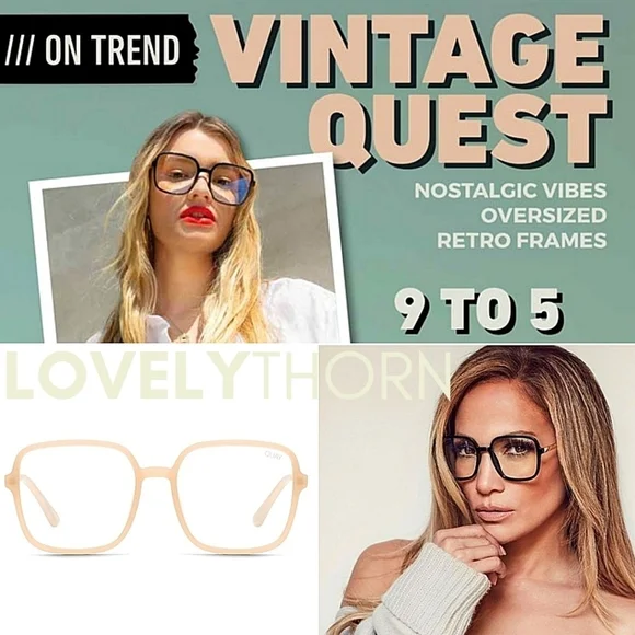 QUAY // ltd ed jlo collaboration nude xl square blue light glasses - Picture 3 of 16